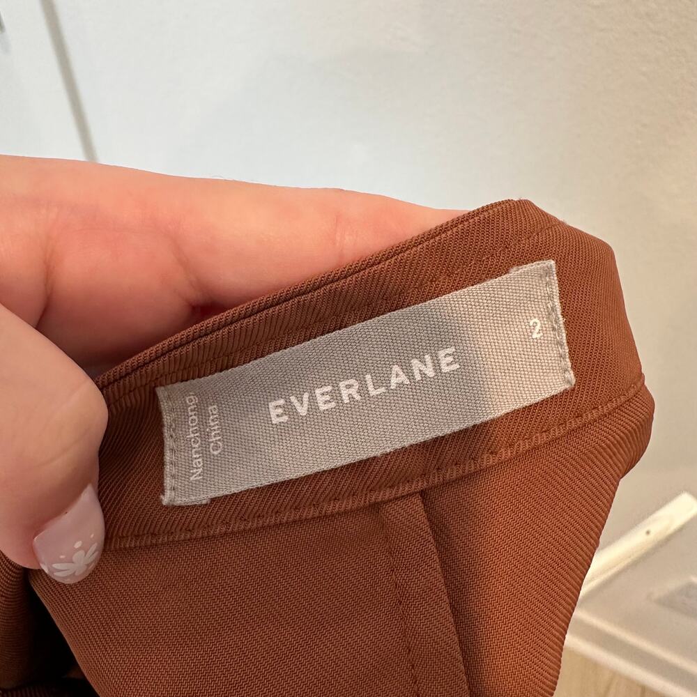 Everlane The Japanese Go Weave Picnic knee-length brown button up self-tie dress - Picture 7 of 8